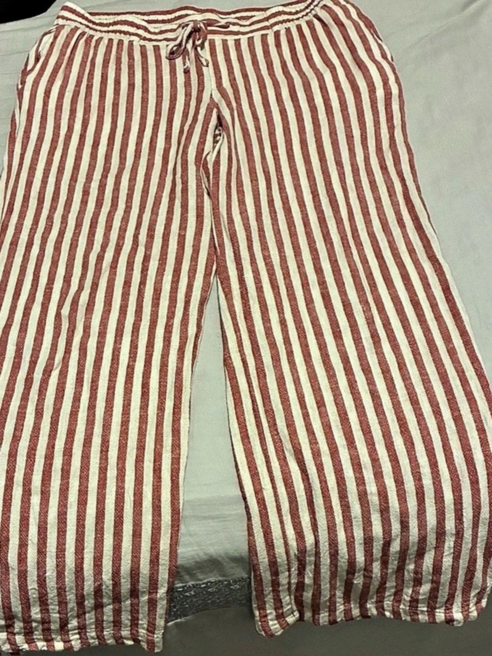 Old Navy Linen-Blend Wide-Leg Pants Red & Cream Medium